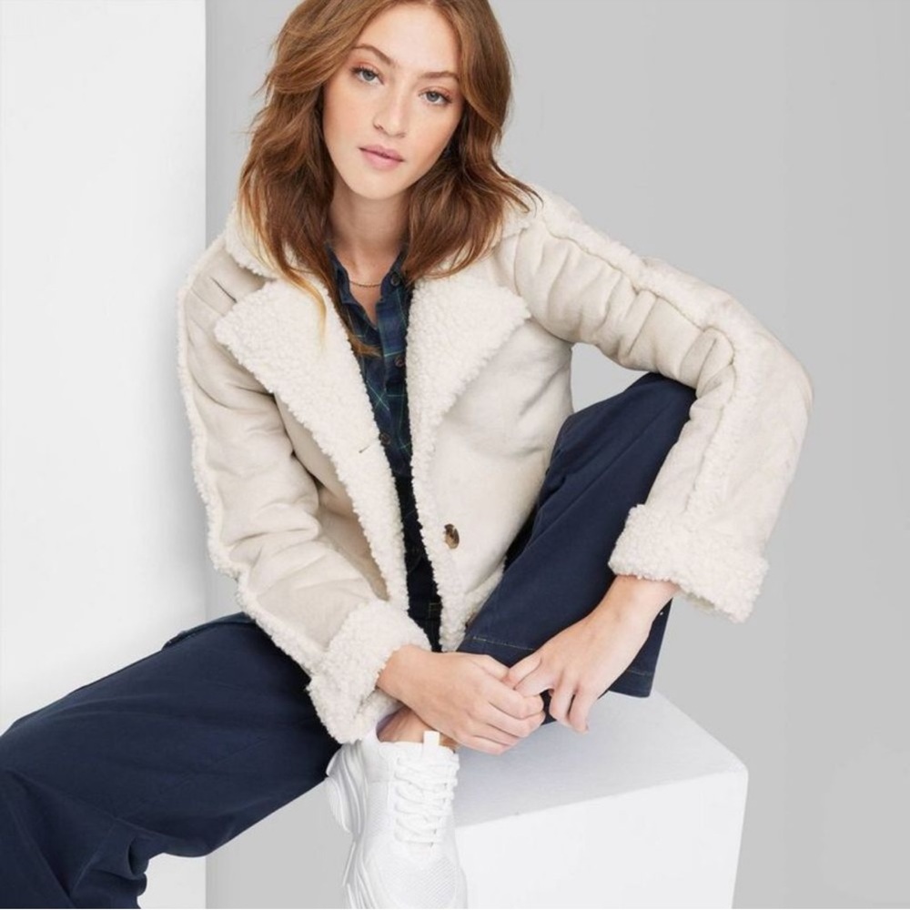 Faux suede shearling jacket